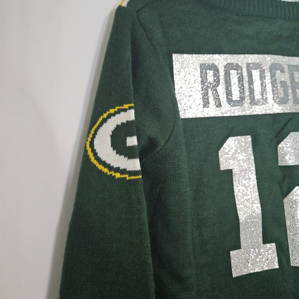 NFL Green Bay Packers Sweater Womens S Green Excellent Aaron Rodgers #12 Holiday - Picture 11 of 11